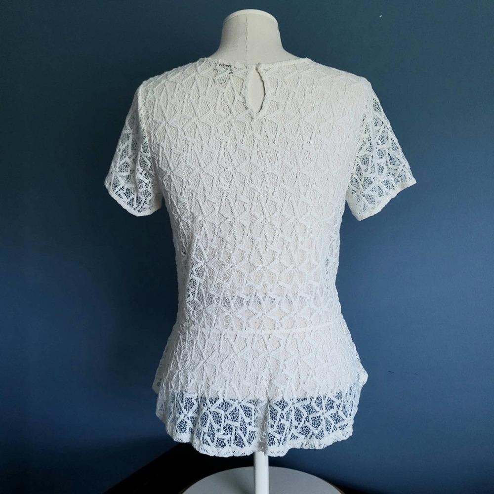 hinge Lace Peplum Crewneck Top - Picture 4 of 6